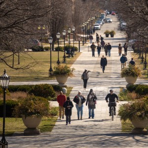 students walking on University of Chicago Quad